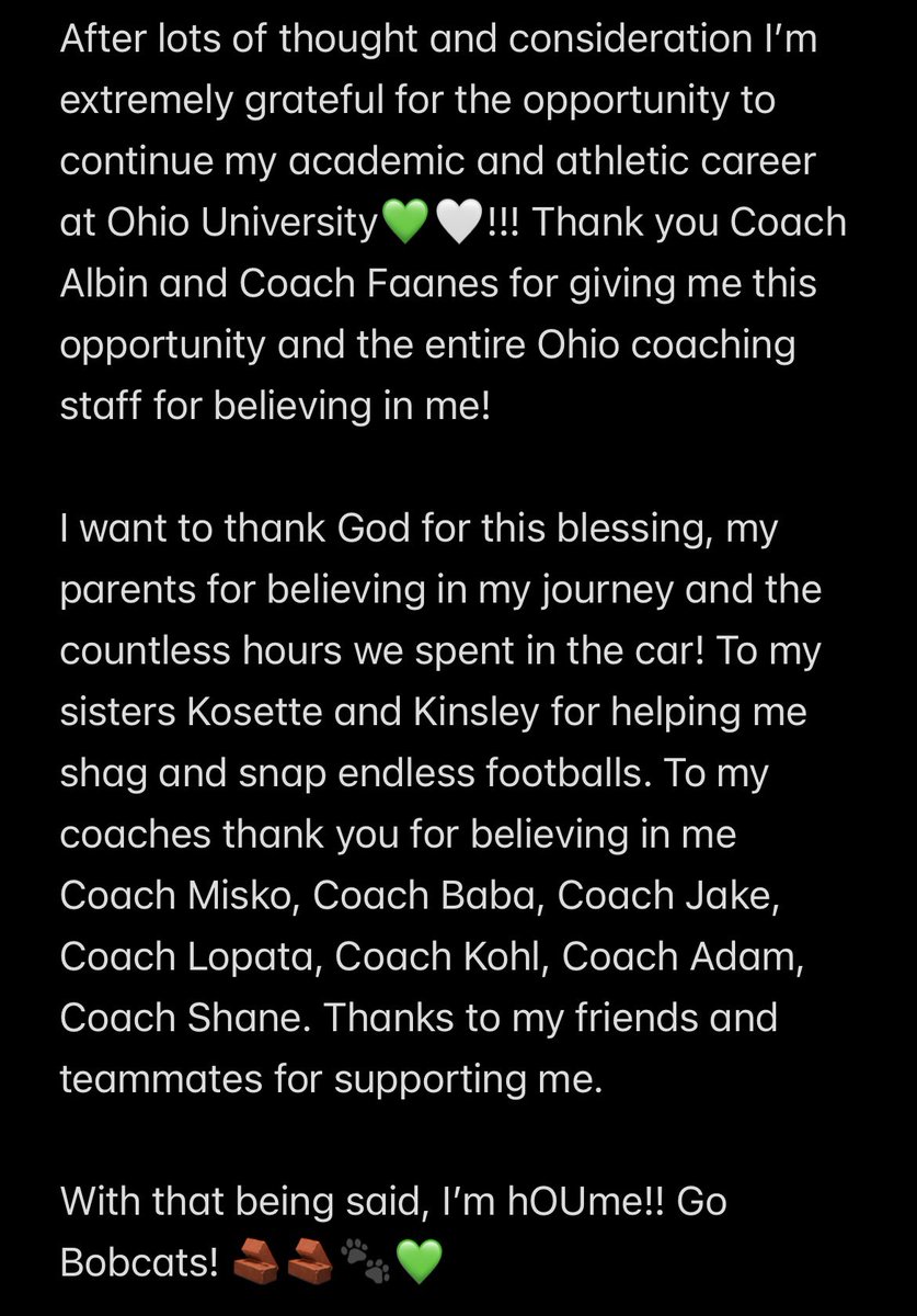 100% committed #OUohyeah 🧱💚

<a href="/CoachAlbin/">Tim Albin</a> <a href="/CoachFaanes/">Nate Faanes</a> <a href="/OhioFootball/">Ohio Football</a> <a href="/KohlsKicking/">Kohl's Kicking Camps</a> <a href="/HKA_Tanalski/">Adam</a> <a href="/JacobDombrowsk5/">Jacob Dombrowski</a> <a href="/shanee_mc/">Shane McDonough</a> <a href="/Coach_Radke/">Luke Radke</a> <a href="/KCLOPATA/">K.C. Lopata</a> <a href="/RichmondFBall/">Richmond Football</a>