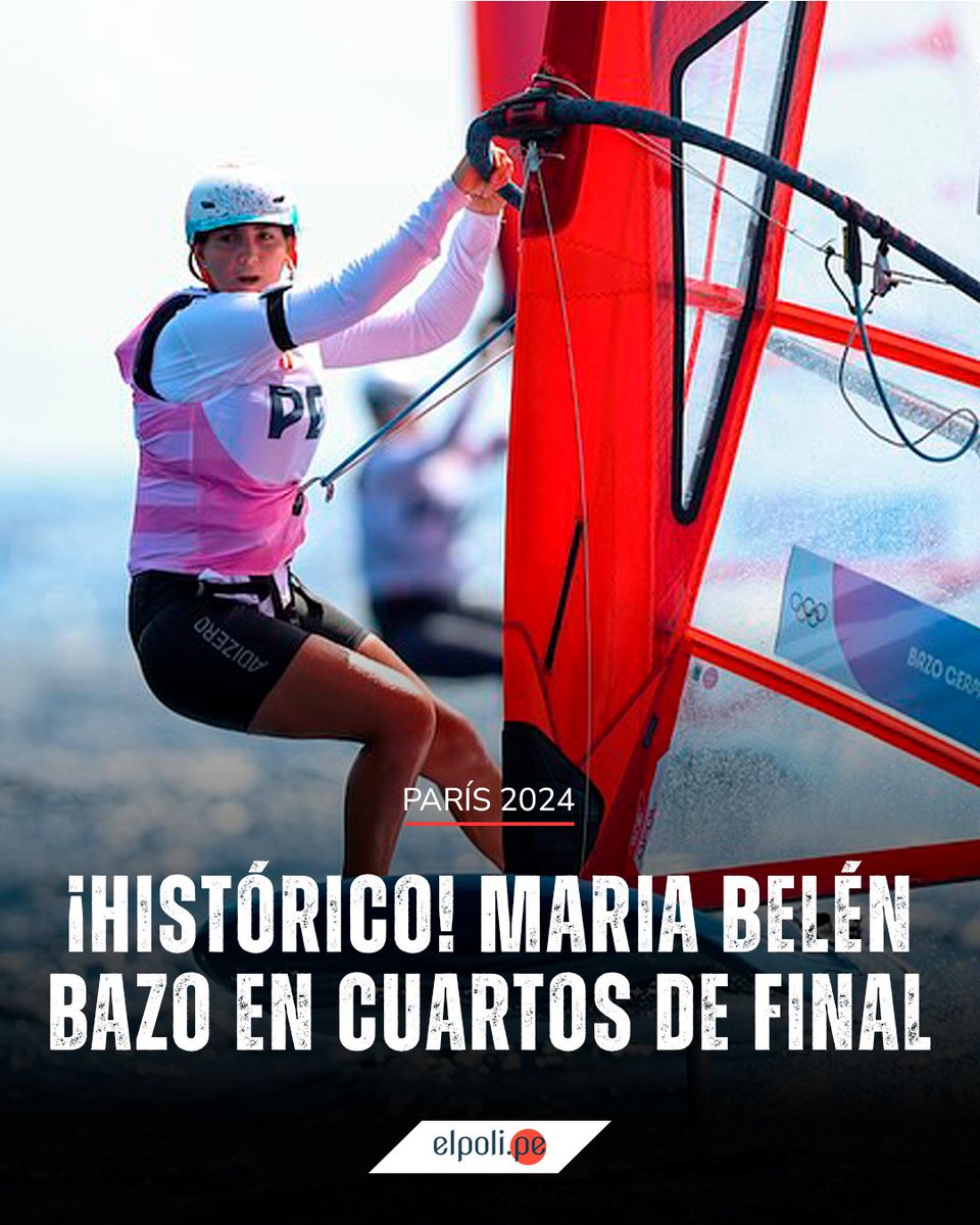 María Belén Bazo hace historia en #Paris2024 al clasificar por primera vez a la vela peruana en cuartos de final en la modalidad IQFoil (Windsurf) y mantiene la posibilidad de conseguir medalla.

La peruana finalizó en puesto 7 con 103 puntos en la clasificación general . ¡Vamos!