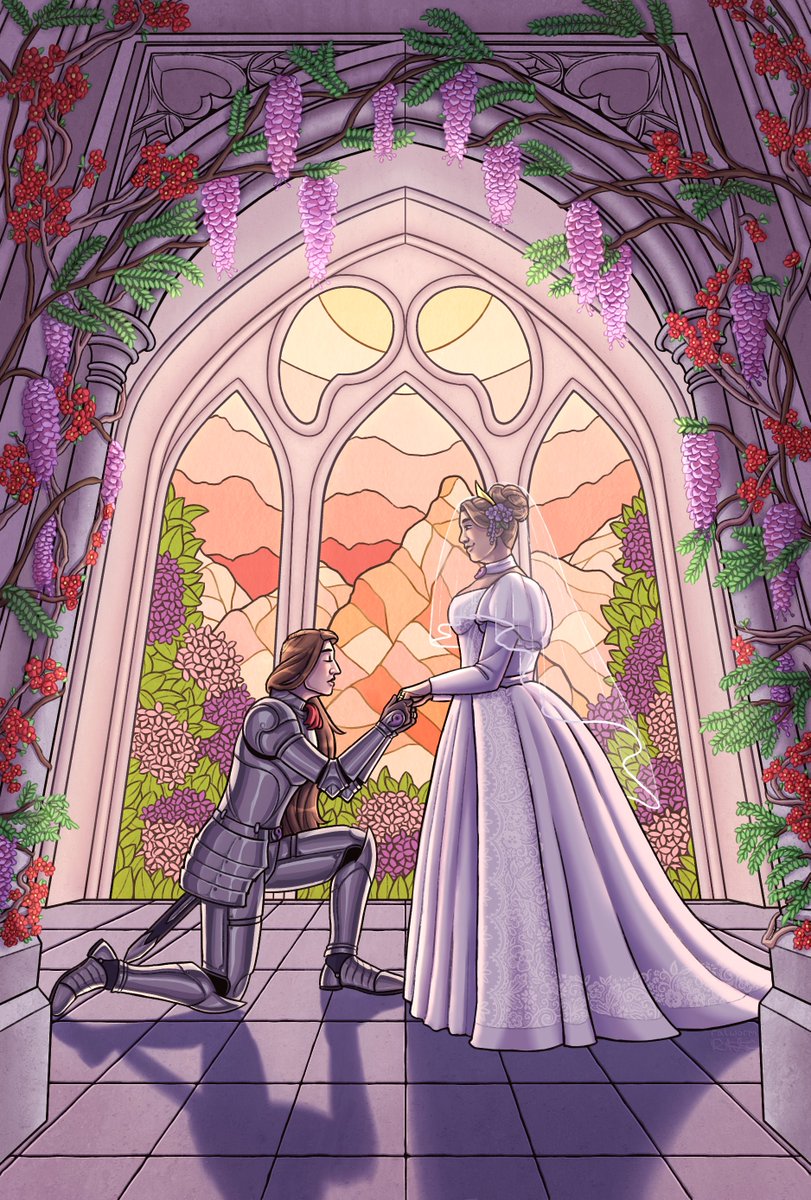 Here is my piece for the "Lawfully Wedded" <a href="/aaweddingzine/">Lawfully Wedded @ COMPLETE!</a>!! I have an AU of a Queen Mia and her extremely devoted and loyal knight Lana, so was able to create this fantasy #lanamia wedding day <3 #AceAttorney

(psst: there's leftover sales going on right now!)