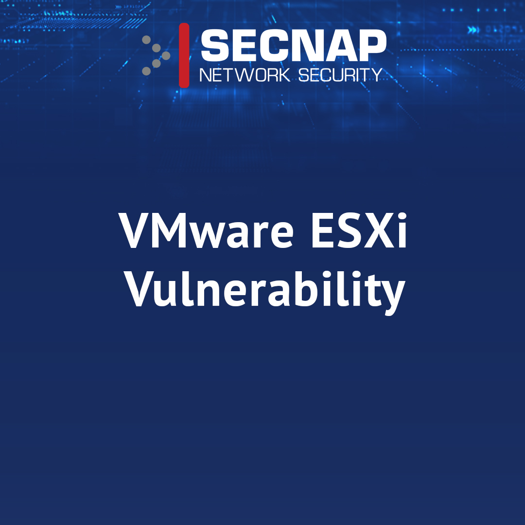 SECNAP's tweet photo. Patch VMware ESXi Vulnerability. Ransomware groups are exploiting this &amp; may grant them full control! More details on this vulnerability go to: https://t.co/QUZb75aRpM. 
Even with perfect defenses, threats can get in.  But CloudJacket can help >>> https://t.co/AaOXFZ3Xjx https://t.co/cq3dtfTdL2