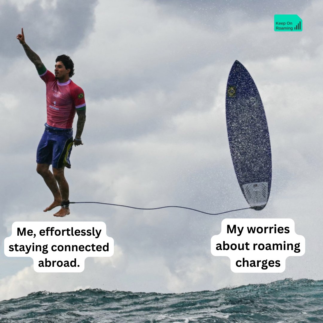 keeponroaming's tweet photo. Keep On Roaming® makes staying connected as effortless as Gabriel surfing the waves! Say goodbye to roaming worries and hello to endless adventures.

.
.
.

#KeepOnRoaming #Olympics #Paris #eSim #Travel #TravelHack #TravelSmart https://t.co/9VwAhbOSVR