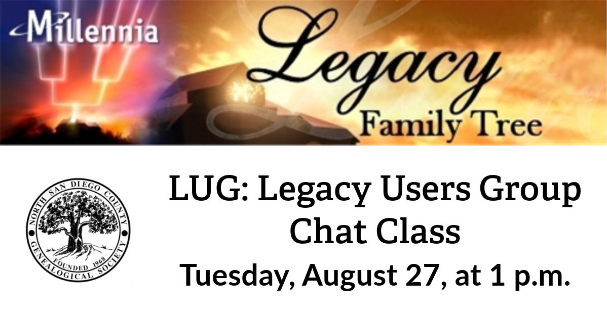 New to Legacy Family Tree? Come learn how to get started! Seasoned Legacy User? Share your experience! Want to learn what Legacy offers?  nsdcgs.org/legacyusersgro…