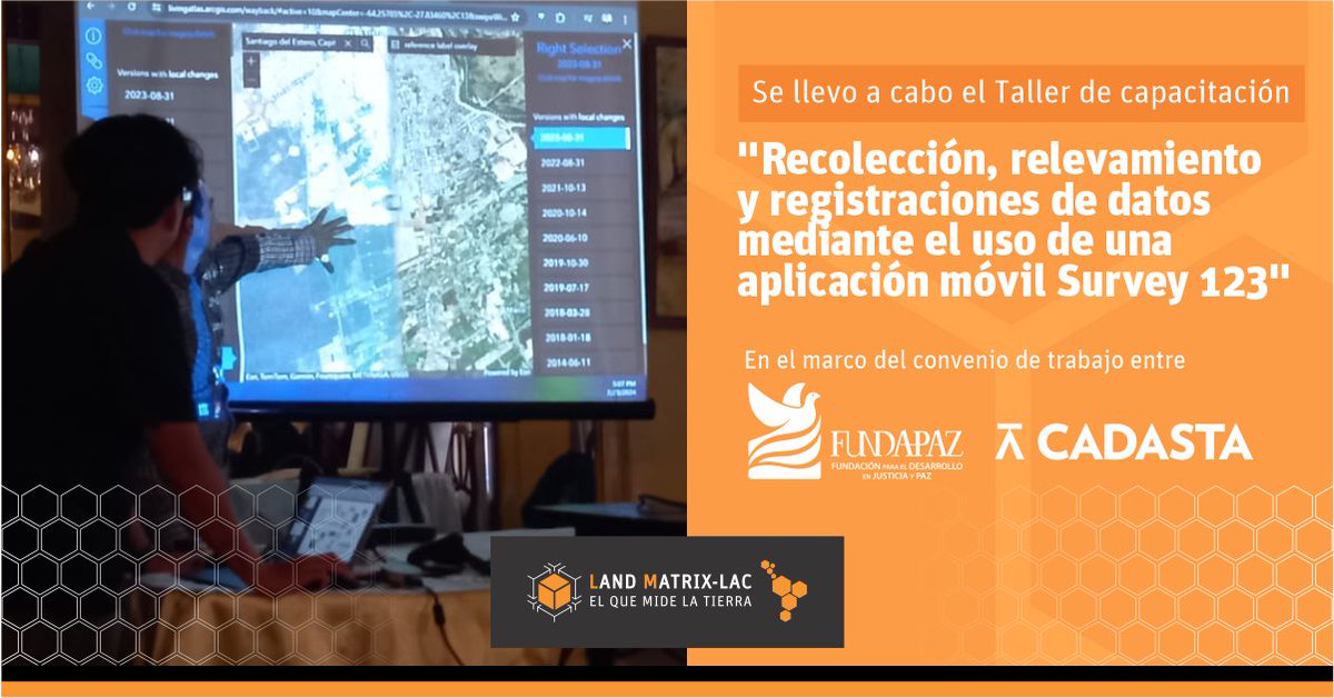 #noticiasLMLAC

En el marco del convenio de trabajo entre FUNDAPAZ y CADASTA, se realizó en Santiago del Estero el taller de capacitación "Recolección, relevamiento y registraciones de datos mediante el uso de una aplicación móvil Survey 123".

landmatrix-lac.org/noticias/recol…

 #GIS