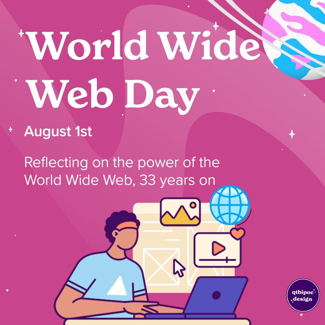 😲 33 years ago this month, the World Wide Web was launched. For us at QTBIPOC Design, it’s where we’ve come together to support each other and push for a more inclusive design world. It’s messy, it’s real, and it’s powerful.
#WorldWideWebDay #DesignCommunity #uxdesign