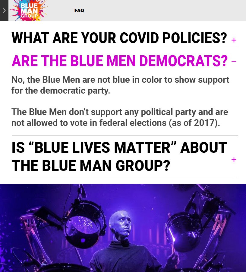 How frequently are people asking The Blue Man Group these questions?