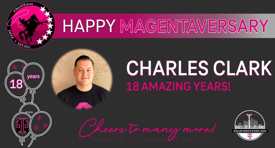 Not only we launched #FN5GL today, but we are also CELEBRATING <a href="/Charles_X_Clark/">Charles Clark</a> 18 year MAGENTAVERSARY - it is definitely a very important day for <a href="/TMobile/">T-Mobile</a> 💪
Please help me congratulate Charles on his MAGENTA DAY!
Felicitaciones Charles!