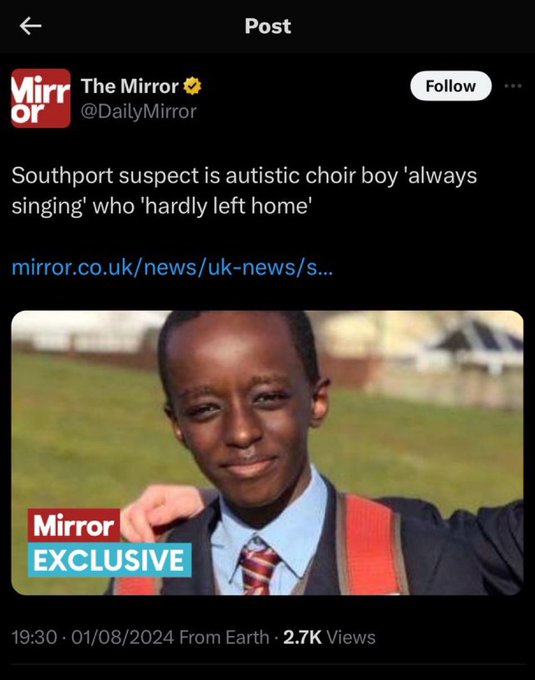 &lsquo;Hardly left home&rsquo; except to slaughter young children. Gutter press. Shame he didn&rsquo;t stay home on Monday