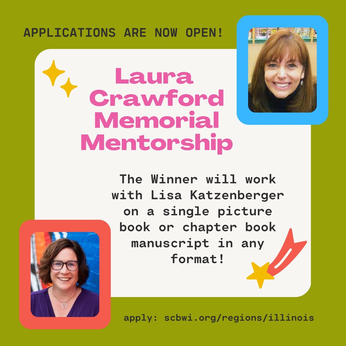 Head over to the SCBWI-IL website (link in bio) to apply for the Laura Crawford Memorial Mentorship. Applications open until AUG 7! Winner will work with Lisa Katzenberger @FictionCity !!! #scbwiillinois #SCBWI