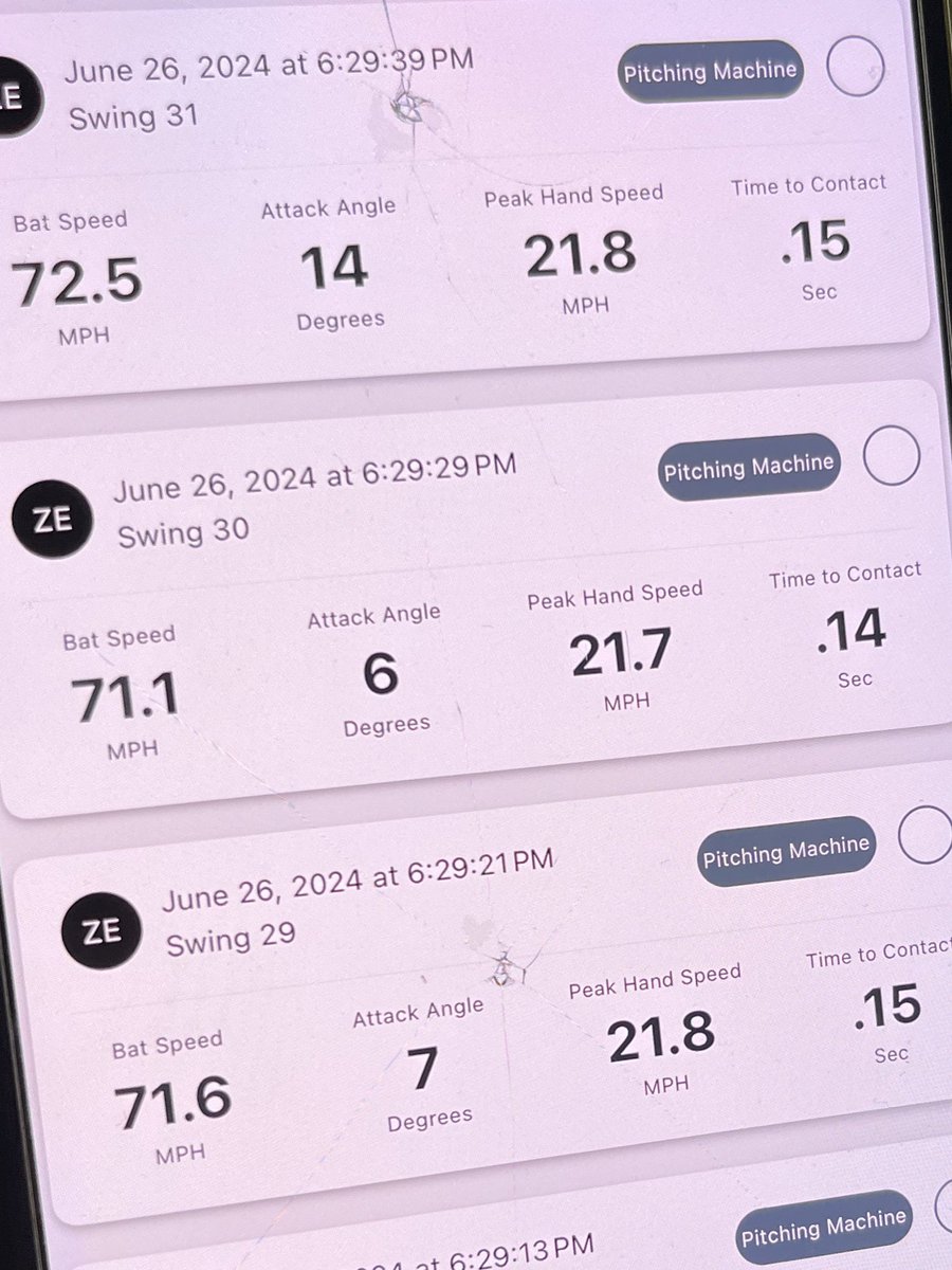 some of my swing metric from this summer