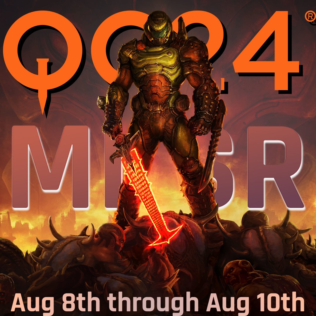 ModernDOOMSR's tweet photo. Calling out all DOOMERs 

Modern DOOM Speedrunning will being doing a showcase every night at Quakecon 2024! 

With special showcases, dev commmentary, and (of course) Speedruns! 

We will see you all there, or on the MDSR Twitch! https://t.co/TJG3p1ZPmT