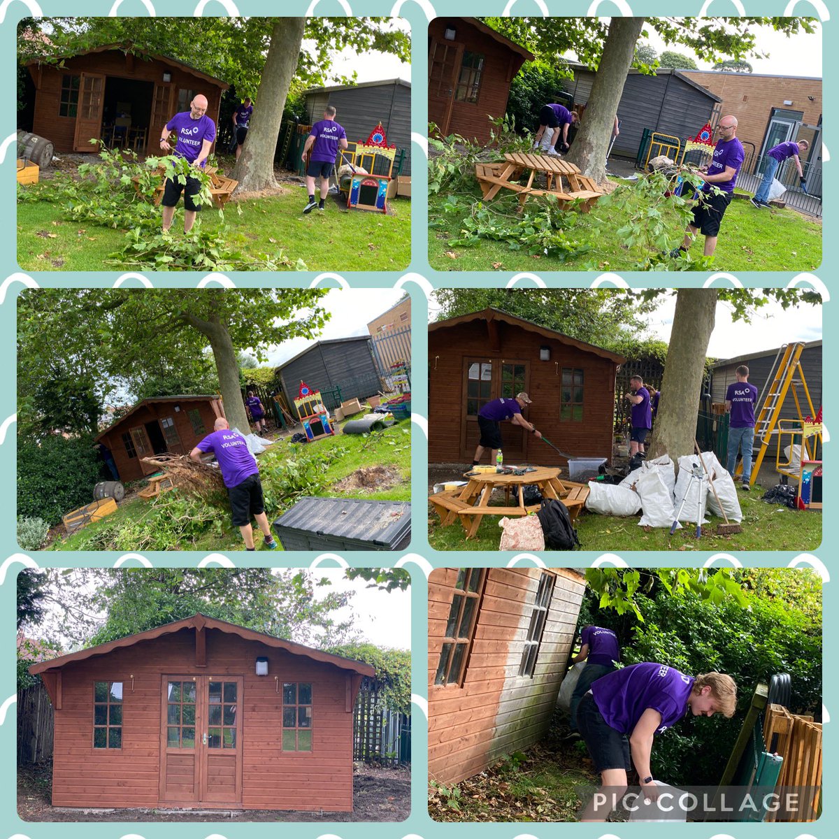 Last week we had volunteers from RSA visit school to help with the continuing development of our outdoor areas.  They worked hard clearing the overgrown trees near our log cabin before painting it.  <a href="/nbrly/">neighbourly.com</a>