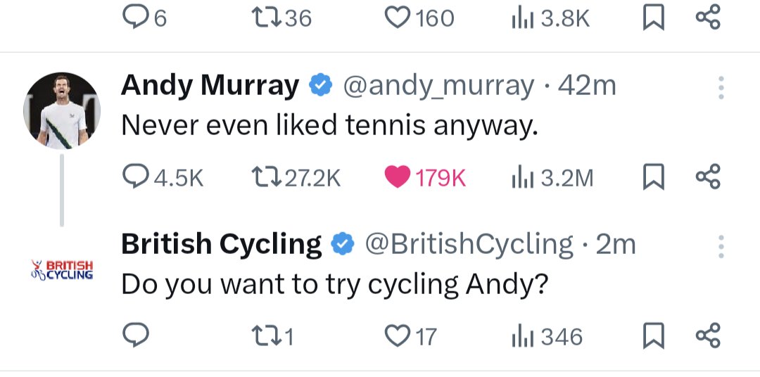 My two favourite sports...and what a sporting legend. #AndyMurray 🥇🥇