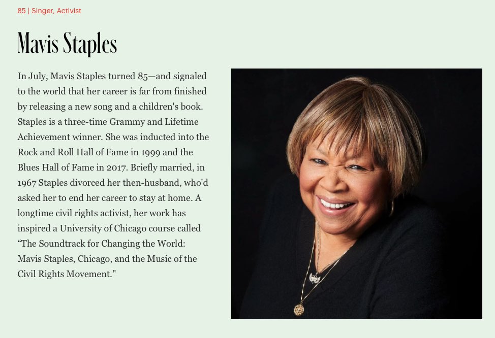Mavis Staples (@mavisstaples) on Twitter photo Thank you <a href="/ForbesWomen/">ForbesWomen</a> for included me in this year’s Forbes 50 Over 50. It’s such an honor! ❤️ And the biggest congratulations to all the other women creating an impact.
See the full list: forbes.com/sites/maggiemc…
#forbesover50 Thank you <a href="/ForbesWomen/">ForbesWomen</a> for included me in this year’s Forbes 50 Over 50. It’s such an honor! ❤️ And the biggest congratulations to all the other women creating an impact.
See the full list: forbes.com/sites/maggiemc…
#forbesover50