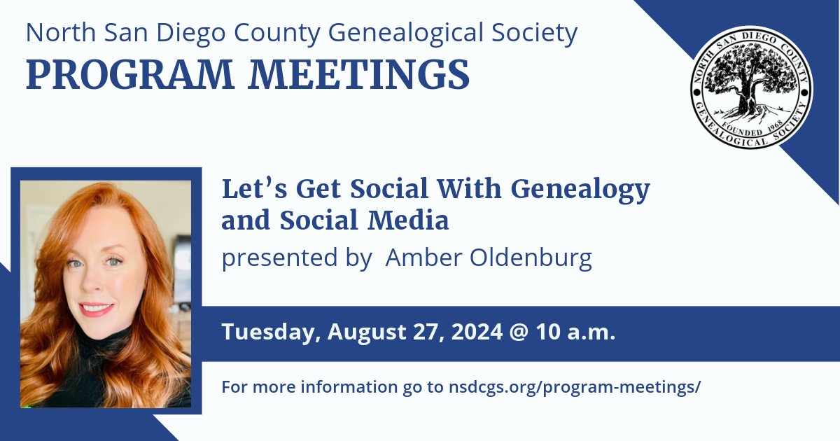 Free hybrid class. Social media can help broaden our understanding of genealogy and our ancestors. In this presentation you will learn how to harness the power of social media to further your research and increase your genealogy knowledge. nsdcgs.org/program-meetin…