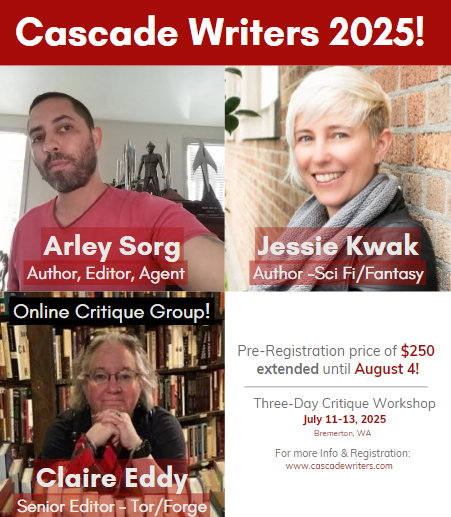 cascadewriters's tweet photo. Still a few days to get early-bird pricing on Cascade Writers 2025! And there are still a few spots available in Claire Eddy's online critique group. More pros to be announced soon! https://t.co/eAfhF2j9VD