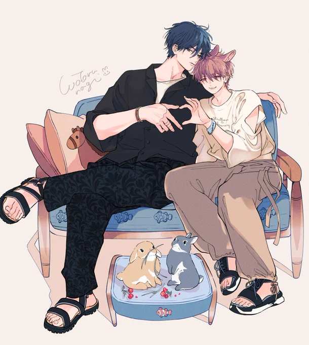 :¨·.·¨: `·. バニーの日 /) /) (ฅ• . •ฅ) #フェロモホリック #創作BL