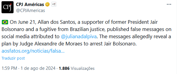 tercalivre's tweet image. The contradiction in the publication by the Committee to Protect Journalists (CPJ), funded by George Soros, is striking. This organization, which should be dedicated to protecting press freedom, has expressed support for the persecution initiated by Judge Alexandre de Moraes.…