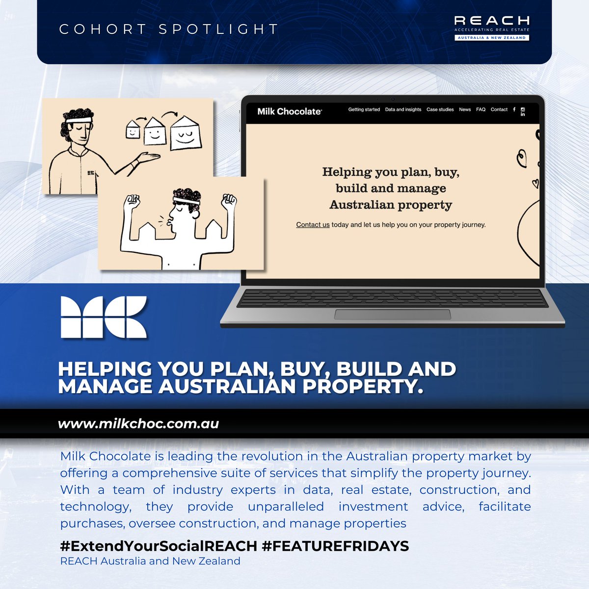 Say hello to Milk Chocolate, part of our 2024 cohort, and a true game-changer in the Australian property market. Founded in Sydney in 2017, Milk Chocolate offers a seamless, end-to-end service that covers every aspect of your property journey all under one roof.