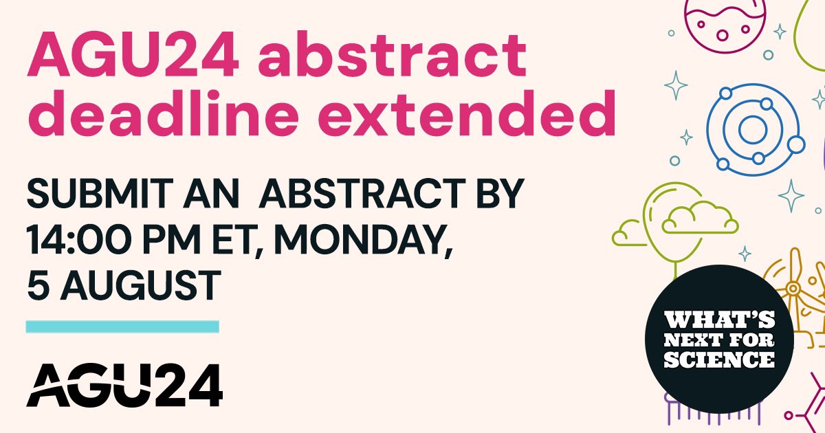 The #AGU24 abstract deadline is now August 5! Just a few more days to get abstracts submitted. View the different sessions &amp; upload your abstracts here: agu.confex.com/agu/agu24/prel…

Hosting a #paleo session? Keep tagging us &amp; we will repost!