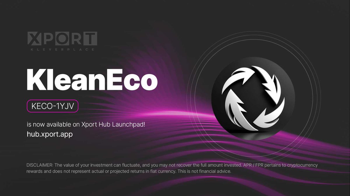 xportapp's tweet image. 🌿 Exciting News! 🌿

The $KECO token from the Klean Eco project is now available on the Xport Hub Launchpad! 🚀

Klean Eco aims to support sustainability and eco-friendly initiatives. 🌍✨ @KleanEc0

👉 hub.xport.app/ito/KECO-1YJV

#KleanEco #KECO #XportHub #Klever $KLV
