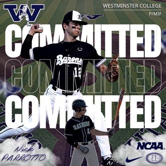 nickparrotto's tweet image. I have committed to Westminster College to study business and continue my baseball career. Big thank you to my dad for everything, and Coach Al for helping me become the player I am. Finally thank you Coach Riley for this opportunity. Let’s get after it! @WCTitanBaseball