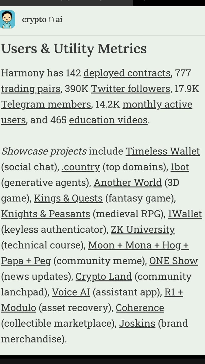 Claw_Land_DAO's tweet photo. 👏 Let’s give a huge round of Applause to 

@harmonyprotocol 💙
( Harmonauts ) 👩‍🚀

#memefi / Governance 

[ #ONEMOON + $MONA + $HOG  + $JKS + $WAGE ] BUIDL’ing towards 1000x 

Available on
https://t.co/lb3ahN4ZKI 
Uniswap v3 DEX 📊 
&
https://t.co/2btkaHFNy1

🔢 Harmony 2024 Ecosystem report 
DYOR 
👇
https://t.co/Gah6qEyjy8

@HOGtokenONE 
@DAO_Harmonauts
@OneCommunityDAO
@OnemoonDAO 
@MonaOnONE 
@Joskinsofficial 
@Crypto_LandDAO

More incoming 👀 

🎯 Bootstrap 1 MILLION meme on @harmonyprotocol Layer 1 blockchain’s fast finality augmented by 100x cheap transaction fee
