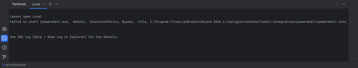 ayush_jagdhane's tweet photo. Does anyone know how to solve this issue? ,
 can't open the terminal on  JetBrains GoLand or PyCharm IDE, it keeps throwing the same error. https://t.co/5o9pSDo5bm