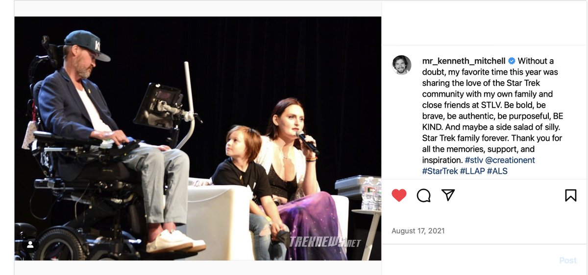 Michael_LucasSR's tweet photo. Remembering Kenneth Mitchell (Nov. 25, 1974 - Feb. 24, 2024) at #STLV 2021 with his son and Mary Chieffo. 🖖💎🌱🌳 @marythechief @MrKenMitchell #BeKind #StarTrekFamily #TeamKlingon #ALS #YNWA https://t.co/X1If4nLk7f