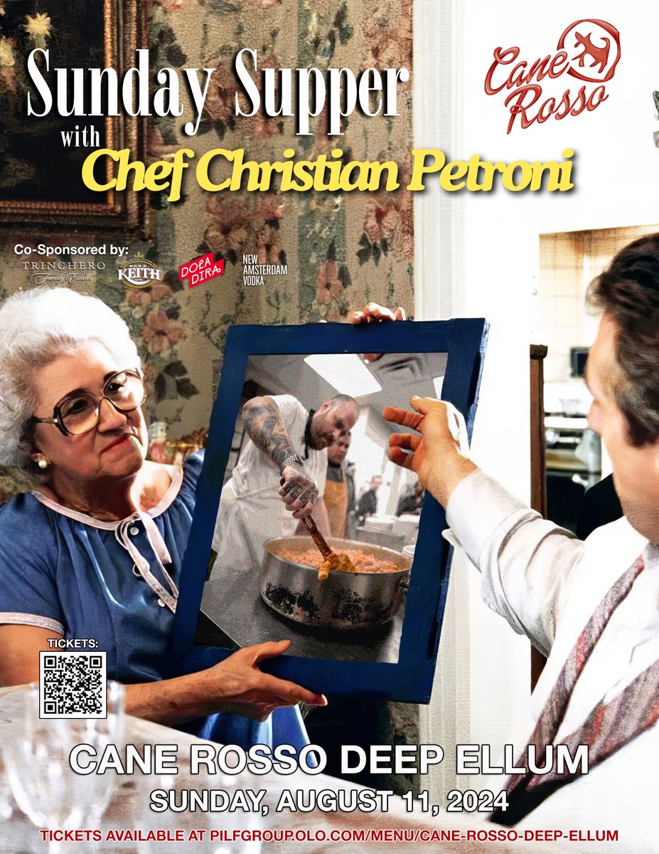 canerosso's tweet photo. Cane Rosso's first SUNDAY SUPPER dinner with Chef Christian Petroni (Food Network Star), Sunday, 8/11. It's going to be a time!! 

Purchase tickets here:
https://t.co/f0YmfXfRmd https://t.co/s0Agw7I9XL