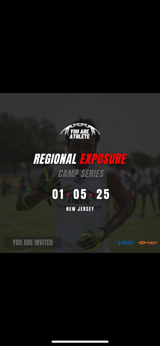 Thanks to <a href="/youareathlete/">You Are Athlete</a> and <a href="/ShockDoctor/">Shock Doctor</a> for the Regional Exposure camp invite excited to compete!