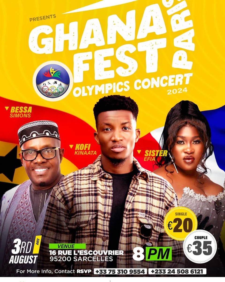 #UpNEXT: >> GHANAFEST PARIS 🇫🇷 Olympics Concert! This 3rd of August.. #KofiOOKofi #TeamMooove