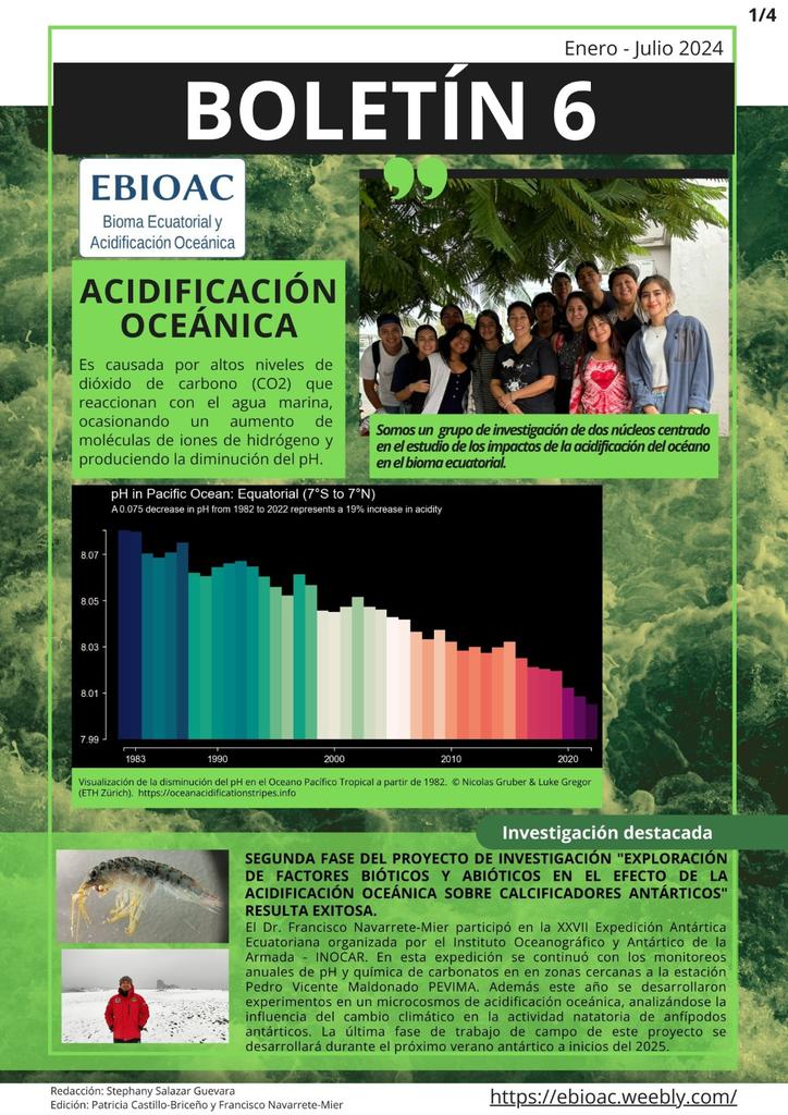 Pcasbri's tweet photo. Nuestro último boletín de actividades y logros desde el #EBIOAC  🌊🌐  Ciencias, océano, y comunidad - aprendemos cada día y compartimos lo aprendido.
Gracias por compartir!
#Ecuador #Ocean #Life https://t.co/ouyENbENv7