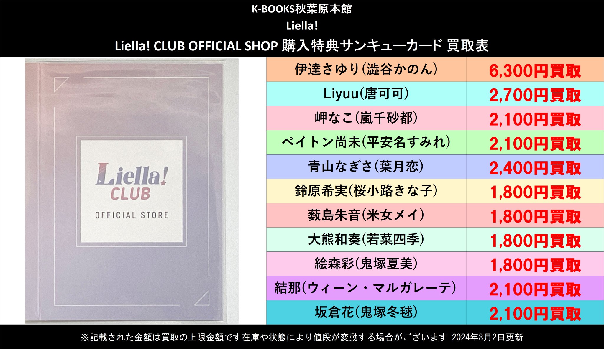 Liella! 坂倉花 カレンダー特典　直筆サイン入りチェキ風カード 坂倉花 直筆サイン入りチェキ風カード ラブライブ、Liella
