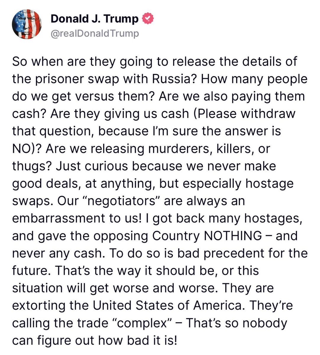He couldn’t take a moment. He couldn’t even take a single moment to praise the return of the hostages. To praise our people coming home. Not one word of praise. He’s an utterly horrible human being.