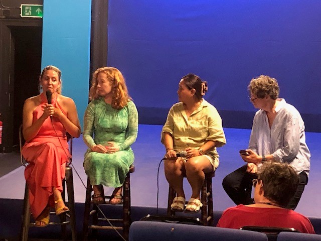 Excellent Q&amp;A with playwright, actor, activist and artistic director after last night's 'Wormholes'. Such an important play about coercive control. The show is on at Omnibus Theatre until 10th August. See it or grab a copy of the text. Donations to Refuge with ever copy sold.
