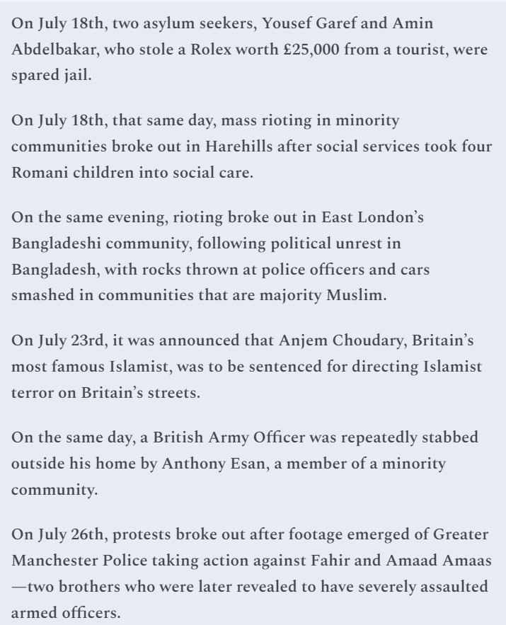 EndMassMigrate's tweet image. Stabbings, shootings, terror plots, intimidation, sectarian politics, machete brawls...

And that's just July.

@GoodwinMJ summarises life in multicultural Britain.

#Enough #EndMassMigration