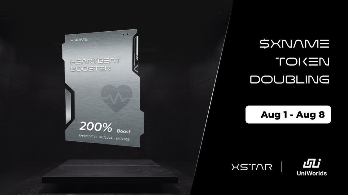 I’m pleased to introduce our new partner!Heartbeat Moment with our friend—XSTAR!

🎁Double your $XNAME Tokens and qualify for XSTAR #Airdrops with the 'Heartbeat Booster' NFT!

✅ Follow <a href="/xstar_id/">XSTAR</a> &amp; <a href="/UniWorlds_io/">SatWorld Team🗝</a> 
✅ Like &amp; RT
✅ Leave your EVM address

30 Spots Await!
⏰ 7 Days