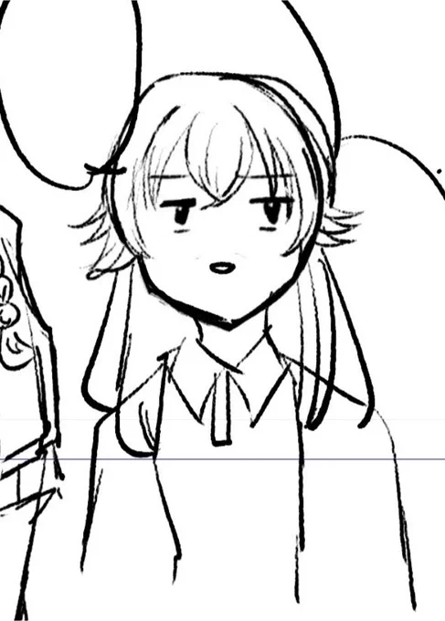 クソ雑ラフ手毬さんと清書された手毬さん
#月村手毬 