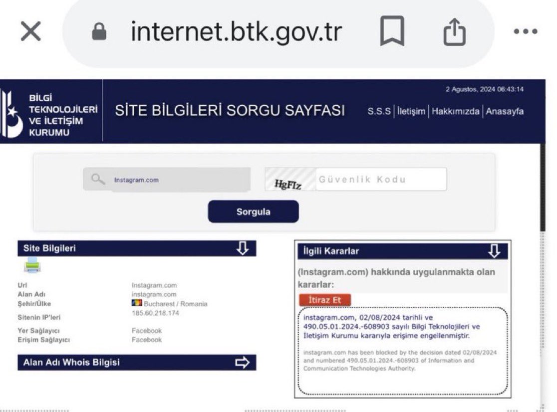 Bilgi Teknolojileri ve İletişim Kurumu (BTK) İnstagram'a erişim engeli getirdi.