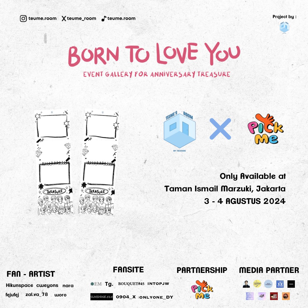 kimdoyoung_ina's tweet photo. Calling Indonesian Teumes
Teumes Donโt forget to Join, A Photo Booth Event https://t.co/U8AziVNw4X x Pick Me to Celebrate 4th Anniversary for Treasure
๐ 3 - 4 Agustus, 2024
๐Gallery Cipta 2, TIM Jakarta
#Treasure #ํธ๋ ์ #TeumeRoom #ProjectForTreasure #4thAnniversaryTreasure https://t.co/tu69FmR74j