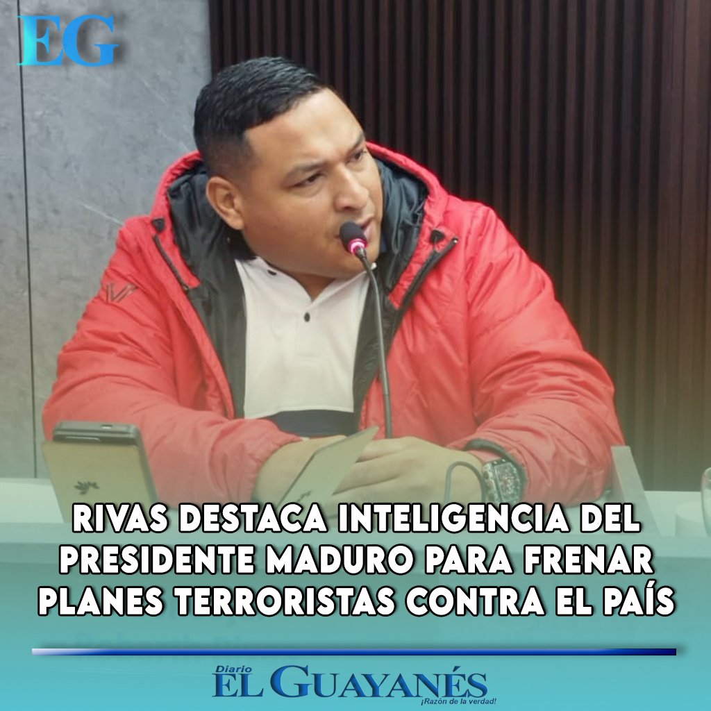 #01Agosto || Rivas destaca inteligencia del presidente Maduro para frenar planes terroristas contra el país

prensaelguayanes.com.ve/2024/08/02/riv…

#PuebloDeJusticia #Caroni #Guayana #Bolivar 
<a href="/RivasRoberth89/">Roberth Rivas</a>