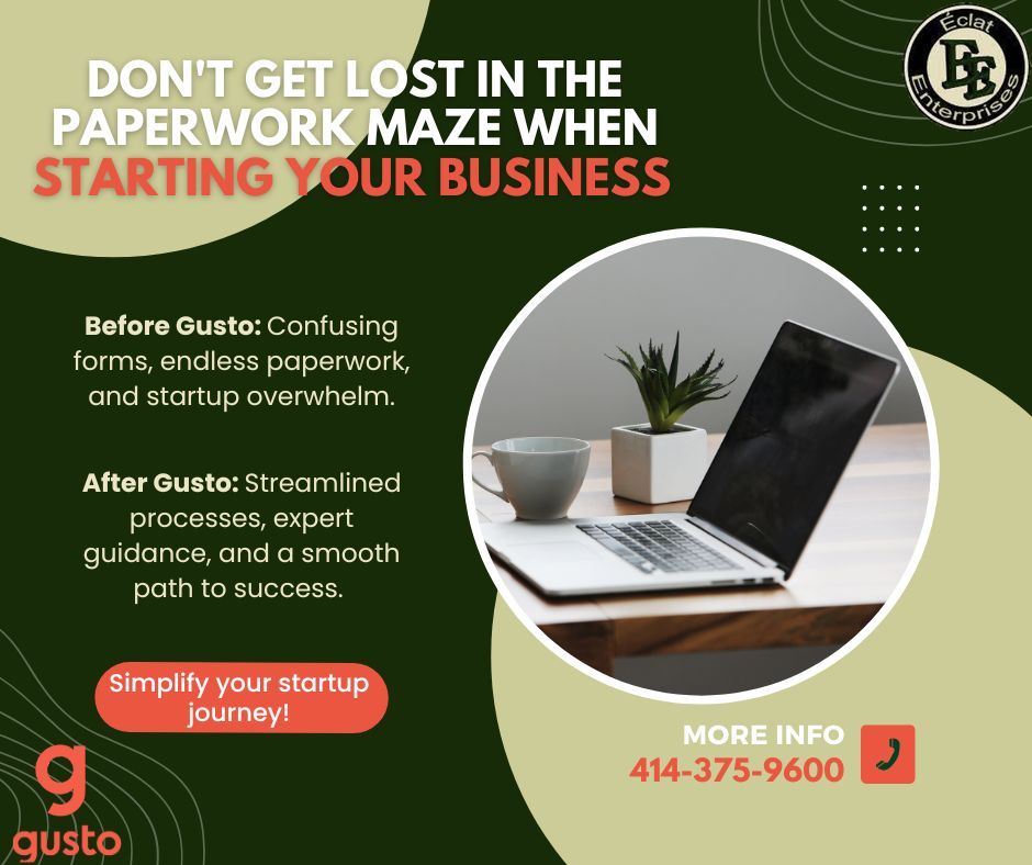 consulteclat's tweet image. Startup paperwork stressing you out? 

Gusto simplifies everything! Streamlined processes, expert guidance. Start your journey today! Use our discount link: buff.ly/3RgecWQ 

#GustoStartups #StartupSimplified