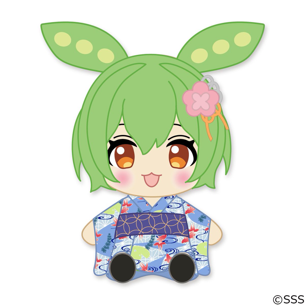 ☆ずんだもん☆ カプくじ 浴衣ぬいぐるみ ストラップ 缶バッジ ずんだもん』オンラインくじ好評発売中❗ 「S賞：ずんだもん浴衣