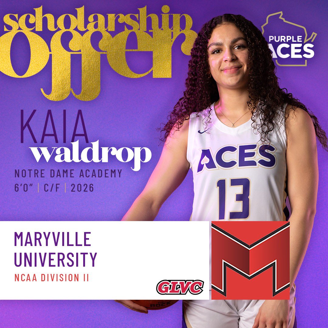 Purple Aces (@purpleaceswi) on Twitter photo <a href="/waldrop_kaia1/">kaia waldrop</a> <a href="/max_ethridge/">Max Ethridge</a> <a href="/MaryvilleWBB/">Maryville Women's Basketball</a> <a href="/ndagirlsbball/">NDA Girls Basketball 🏀</a> ⭐️ Kaia Waldrop
⛹🏾♀️6’0” | PF/C
🏫 <a href="/ndagirlsbball/">NDA Girls Basketball 🏀</a>
Earned a scholarship offer from Head Coach <a href="/BritaHand/">Brita Hand</a> and AC <a href="/max_ethridge/">Max Ethridge</a> and the Maryville University Saints of the GLVC‼️
💟♠️ #AcesEarnIt #PlayAces <a href="/waldrop_kaia1/">kaia waldrop</a> <a href="/max_ethridge/">Max Ethridge</a> <a href="/MaryvilleWBB/">Maryville Women's Basketball</a> <a href="/ndagirlsbball/">NDA Girls Basketball 🏀</a> ⭐️ Kaia Waldrop
⛹🏾♀️6’0” | PF/C
🏫 <a href="/ndagirlsbball/">NDA Girls Basketball 🏀</a>
Earned a scholarship offer from Head Coach <a href="/BritaHand/">Brita Hand</a> and AC <a href="/max_ethridge/">Max Ethridge</a> and the Maryville University Saints of the GLVC‼️
💟♠️ #AcesEarnIt #PlayAces