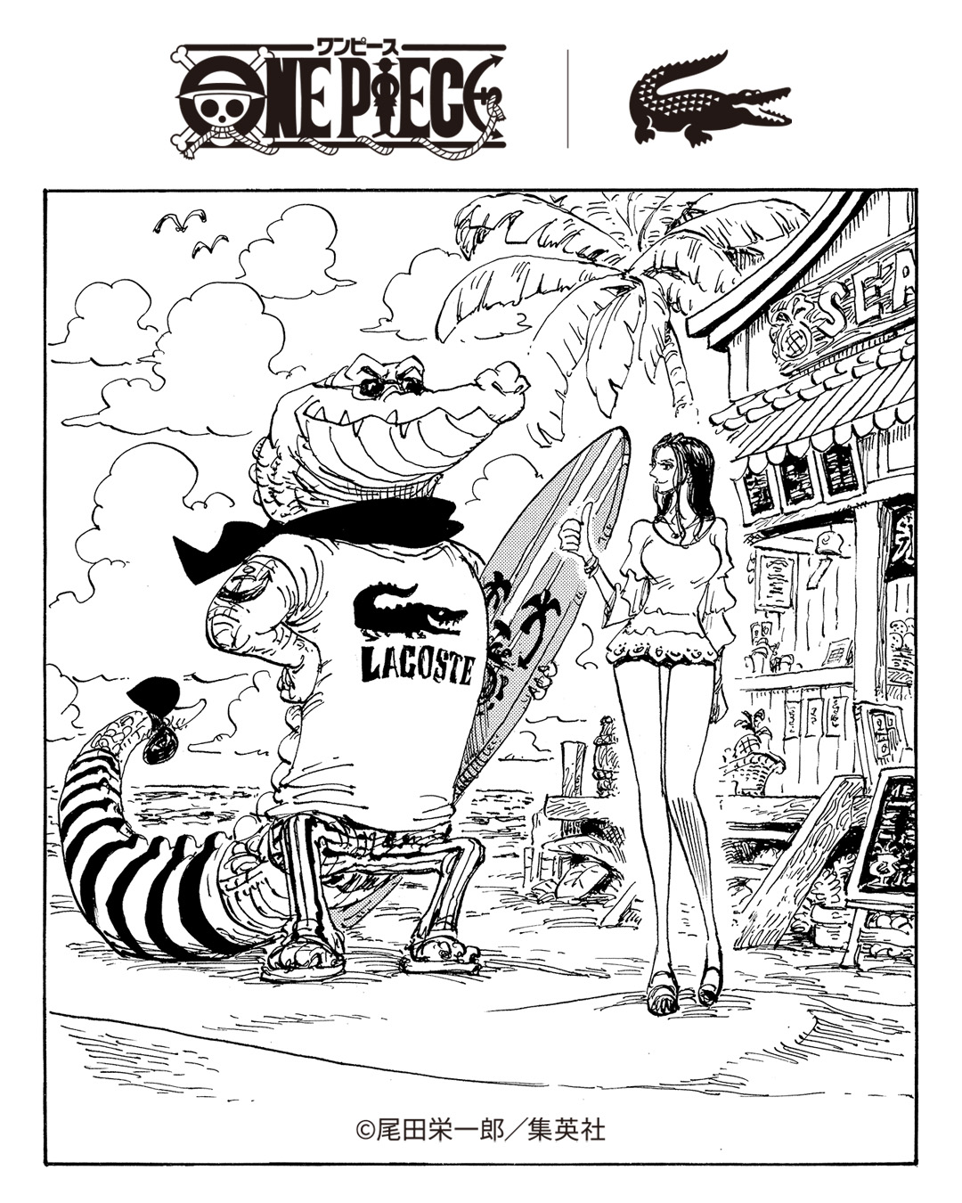 Lacoste x ONE PIECE 扉絵 Lサイズ 黒 バンダナセット LACOSTE JAPAN