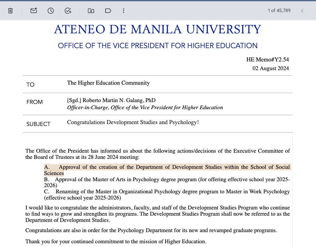 jayeel_cornelio's tweet photo. The best news to end this week. The Ateneo Development Studies Program is now officially the Department of Development Studies! 😇 https://t.co/0igV0aePCS