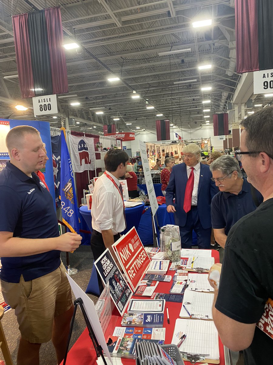 MarissaJBenson's tweet photo. First day of the #WisconsinStateFair is winding down 🎡 What a FANTASTIC turnout! Special thanks to @WaukeshaGOP, @mkegop, @JulianBradleyWI, @NikRettingerWI, @SenHutton for stopping by &amp; engaging with WI voters 🇺🇸🇺🇸🇺🇸 We are ready to keep rocking this week &amp; #MAGA! https://t.co/tZIeFgsEC3