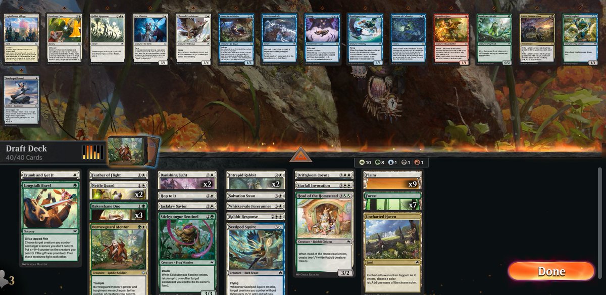 mtg_nomad's tweet photo. Vindicated by a 3-0 6-0 #BLB Bo3 draft with more GW rares.

Never cast Starfall Invocation or Salvation Swan but only because I didn't need to!

Also P1P4 Swan? #notcorrect

Draft Log: https://t.co/kzdR1rSh76 https://t.co/51UVbOWmXk