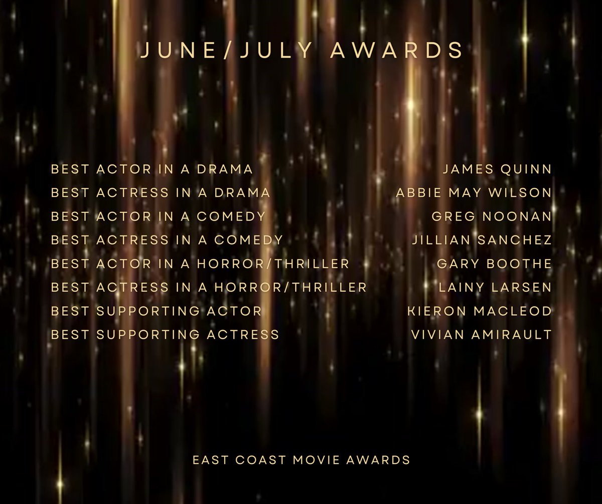 ecmawards's tweet photo. Here are the winners of the June/July edition of the East Coast Movie Awards. Congrats to all the amazing films and screenplays! August/September submissions are now open. Link in profile. 🎞🎥 https://t.co/2xOxJDPcq1