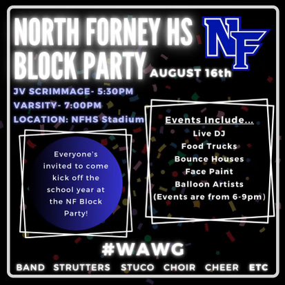 Falcon Flight: Freshman Mentorship Program (@northforneyfmp) on Twitter photo Come join us at the Block Party to feel the Falcon Spirit! <a href="/NFHS_TrueNorth/">North Forney HS</a> <a href="/NFHS_FALCONS/">NORTH FORNEY FALCON FOOTBALL</a> #trueNorth #empower Come join us at the Block Party to feel the Falcon Spirit! <a href="/NFHS_TrueNorth/">North Forney HS</a> <a href="/NFHS_FALCONS/">NORTH FORNEY FALCON FOOTBALL</a> #trueNorth #empower